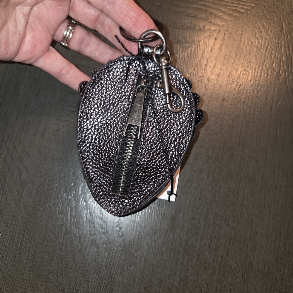 Kurt Geiger Gunmetal metallic Studded Leather Eagle head Bag Charm. NWT - Picture 3 of 5